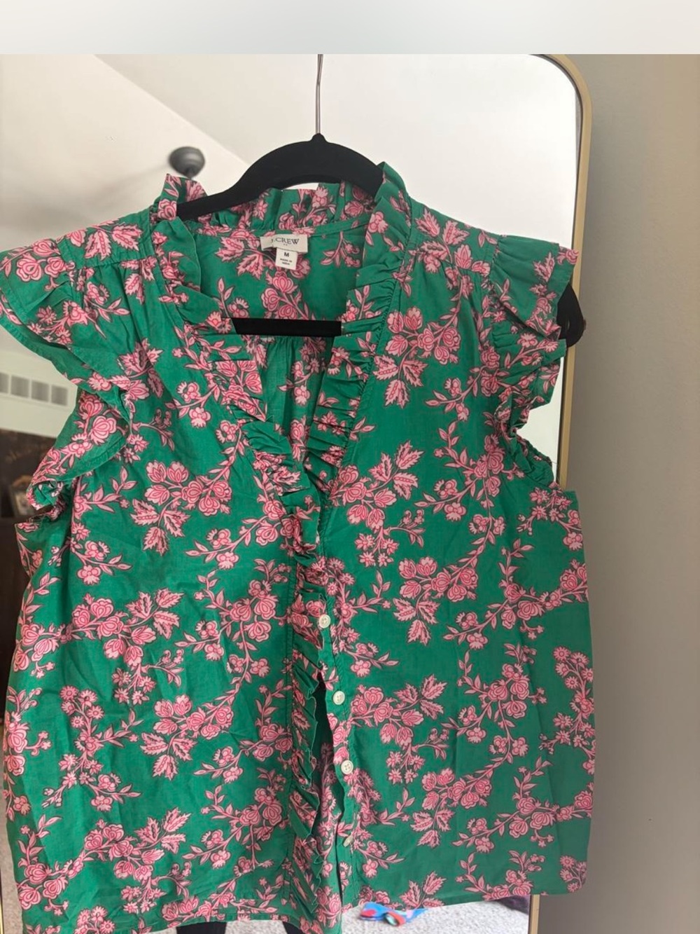 J crew green pink floral